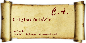 Cziglan Arián névjegykártya